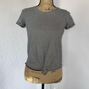 MADEWELL T-shirt Striped Black and White with Knot